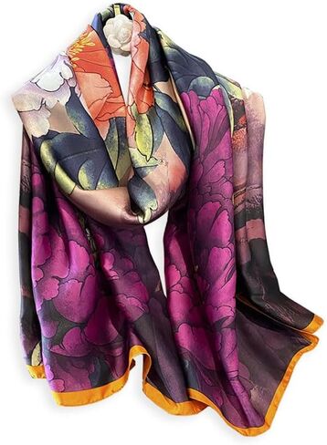 وشاح Weximil 100% بملمس حريري كبير - وشاح نسائي طويل من الساتان وشاح مصمم على الموضة خفيف الوزن in Kuwait