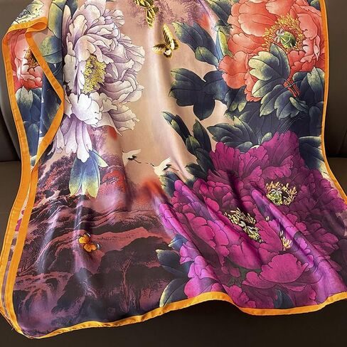 وشاح Weximil 100% بملمس حريري كبير - وشاح نسائي طويل من الساتان وشاح مصمم على الموضة خفيف الوزن in Kuwait