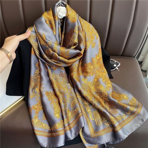 Weximil 100% Large Silk Feeling Scarf - Womens Long Satin Scarf Fashion Designer Scarf Lightweight Wraps in Saudi Arabia