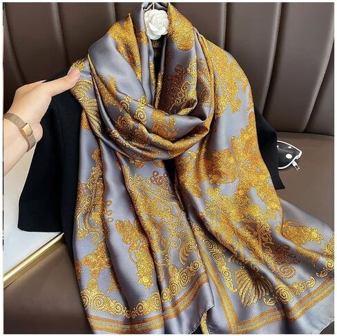 Weximil 100% Large Silk Feeling Scarf - Womens Long Satin Scarf Fashion Designer Scarf Lightweight Wraps in Saudi Arabia