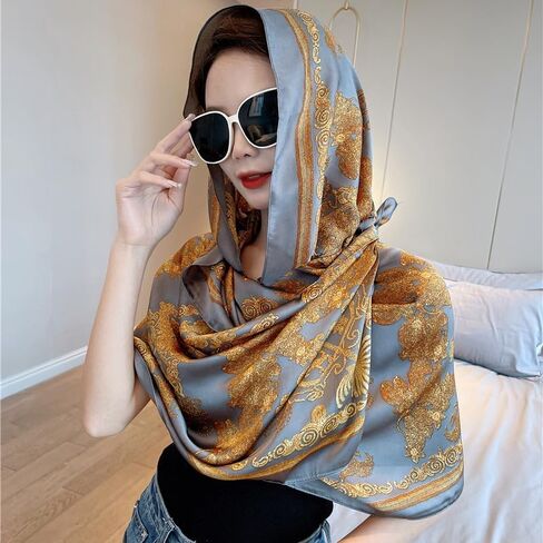 Weximil 100% Large Silk Feeling Scarf - Womens Long Satin Scarf Fashion Designer Scarf Lightweight Wraps in Saudi Arabia