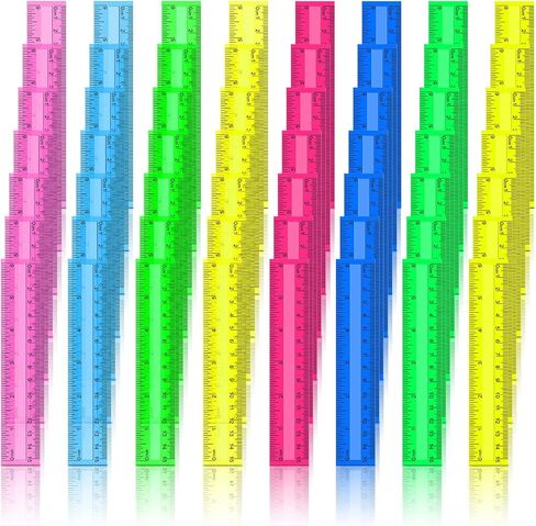192 Pack Clear Color Rulers Bulk for Classroom Kids Rulers Bulk Back to School Supplies Transparent Colorful Ruler with Inches and Centimeters 8 Colors Metric Rulers for School Home Office (6 Inch) in Saudi Arabia