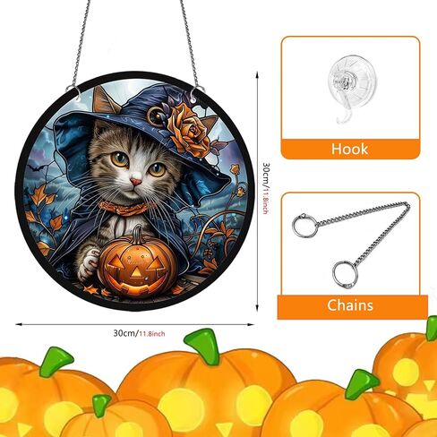 Halloween Glow in The Dark Wall Decor Acrylic Hanging Ornament Halloween Art Decor Fluorescence Door Sign Luminous Hanging Pendants Ornament for Halloween Party Decor Accessories (Cat, 11.8"/30cm) in Saudi Arabia
