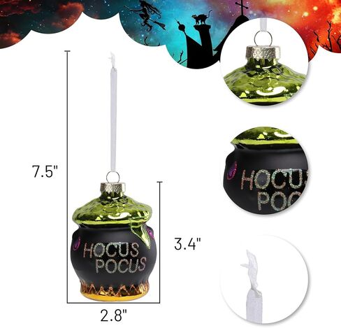 Halloween Tree Decorations Halloween Hocus Pocus Cauldron 7.5" Vintage Decorative Hanging Ornaments for Halloween Party Christmas Tree Home Decoration 3 Pack in Saudi Arabia