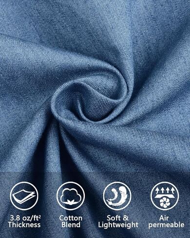 قميص Fuinloth نسائي بأزرار سفلية، بلوزة قطنية بأكمام طويلة، سترة جينز طويلة، أسود متوسط in Kuwait