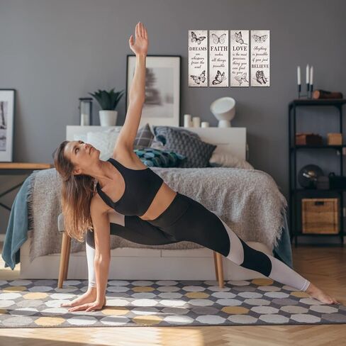 4 قطع فراشة ملهمة اقتباس الإيمان الحب الحب حلم علامة خشبية حلم الإيمان الحب صدق ديكور الحائط الخشب زهرة الفتيات ديكور غرفة ريفي علامات تشجيع لديكور المنزل ديكور جدار الحمام in Kuwait