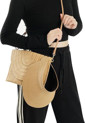 Straw Sun Visors Womens, Ponytail Beach Straw Visor, Packable Summer Sun Hats for Women Travel in Saudi Arabia