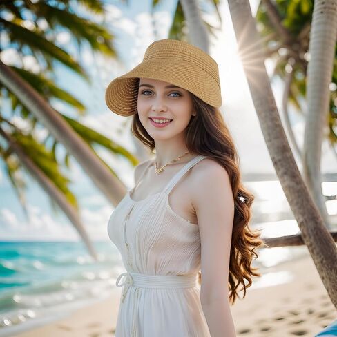 Straw Sun Visors Womens, Ponytail Beach Straw Visor, Packable Summer Sun Hats for Women Travel in Saudi Arabia