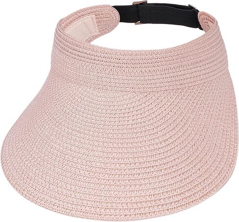 Straw Sun Visors Womens, Ponytail Beach Straw Visor, Packable Summer Sun Hats for Women Travel in Saudi Arabia