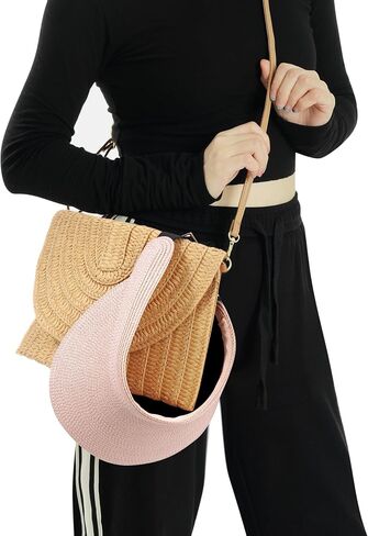 Straw Sun Visors Womens, Ponytail Beach Straw Visor, Packable Summer Sun Hats for Women Travel in Saudi Arabia