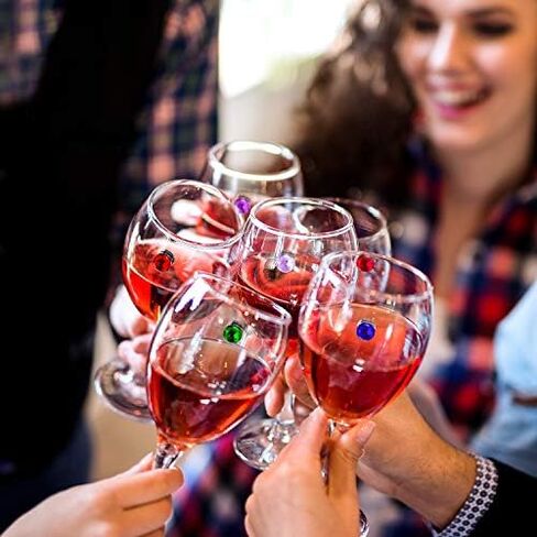 Boao 12 Pieces Wine Charms Stemless Glasses Markers Colorful Crystal Magnetic Drink Markers Wine Glass Charm Identifiers for Champagne Flutes Cocktails Drinks Bar Party Wine Martinis Glass in Saudi Arabia