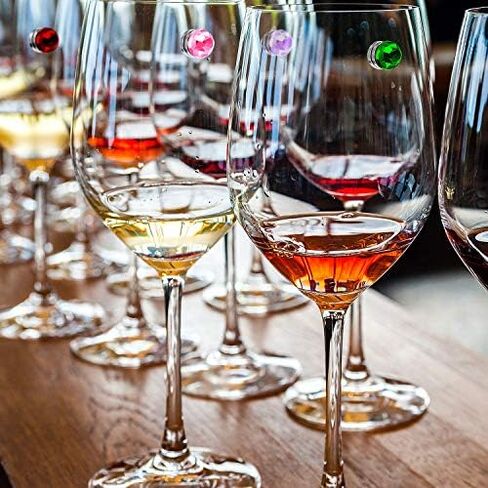 Boao 12 Pieces Wine Charms Stemless Glasses Markers Colorful Crystal Magnetic Drink Markers Wine Glass Charm Identifiers for Champagne Flutes Cocktails Drinks Bar Party Wine Martinis Glass in Saudi Arabia