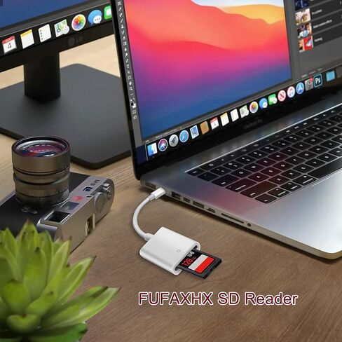 قارئ بطاقة SD USB C، قارئ بطاقة الذاكرة FUFAXHX لجهاز النوع C محول قارئ بطاقة SD متوافق مع Samsung Galaxy S22/21/20/10، MacBook Air 2020، الكاميرا in Kuwait