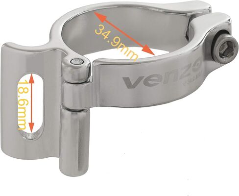 Venzo Bike Adjustable Braze-On Front Derailleur Adapter Clamp for MTB Road Bicycles - Compatible with Shimano Sram in Saudi Arabia
