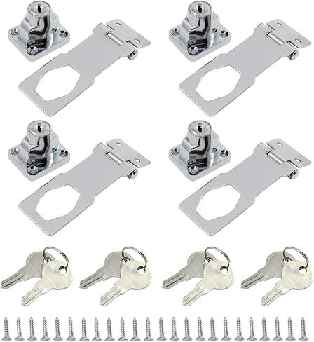 Keyed Hasp Cabinet Door Latch Lock - 4 Pack 2.5 Inch Twist Knob Key Locking Hasp, Keyed Different Metal Closet Door Locks, Desk Locks for Drawers with Key(Silver) in Saudi Arabia