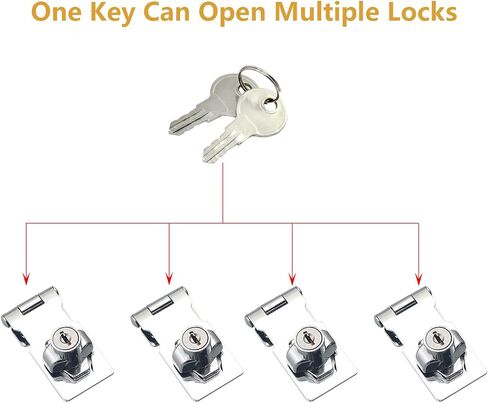 Keyed Hasp Cabinet Door Latch Lock - 4 Pack 2.5 Inch Twist Knob Key Locking Hasp, Keyed Different Metal Closet Door Locks, Desk Locks for Drawers with Key(Silver) in Saudi Arabia