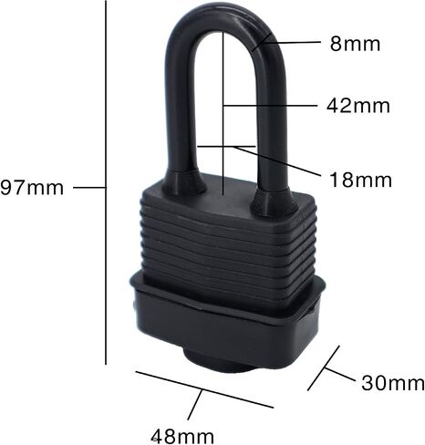 FIGODE® Waterproof Padlocks Keyed Alike for Outdoor use, Covered Heavy Duty Laminated Steel Lock, 1-9/16 Inch. Wide, Long Padlock, Pack of 48 in Saudi Arabia