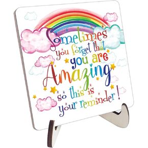 Inspirational Gifts for Girls Encouragement Gifts for Best Friend Coworker Daughter, Motivational Gifts Boy Girls Sisters Table Plaque Decor, for Best Friend Desk Decorative Wooden Sign（Rainbow）