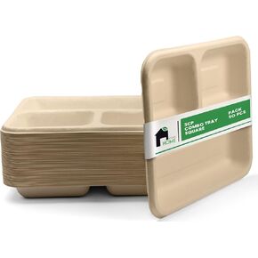 EconoHome Compostable Paper Plates (7" Square 50 pack)