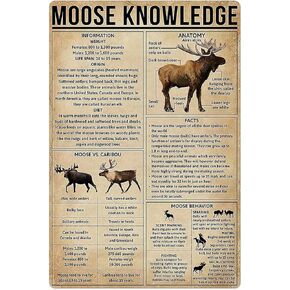 Moose Knowledge Metal Tin Sign Wall Panel Retro Art Decor for Home Bedroom Bar Cafe Farm 8x12 Inch