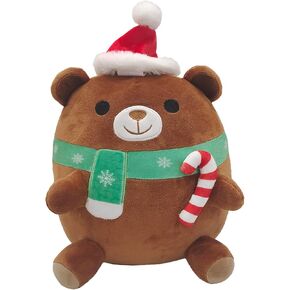 Bear Plush Kawaii Christmas Bear Stuffed Animal Holding Candy Soft Bear Plushie Doll for Party Decora Marry Christmas Doll Gifts for Kids(Christmas Bear, 10 Inch)