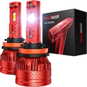 Torchbeam Upgraded H11 Bulbs Cool White, H8 H9 H16 Bulbs with Cooling Fan Plug and Play, Pack of 2