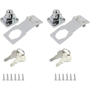 Keyed Hasp Cabinet Door Latch Lock - 4 Pack 2.5 Inch Twist Knob Key Locking Hasp, Keyed Different Metal Closet Door Locks, Desk Locks for Drawers with Key(Silver)