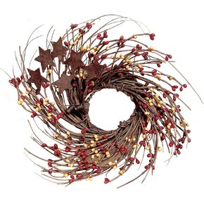 Burgundy and Old Gold Pip and Twig with Rusty Star Wreath, 7"