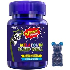 Sleep Well Melatonin Gummies + Botanicals Vitamins for Kids I Vegan I 30 Count (1 Pack) (Gluten Free, Wheat Free, Yeast Free)