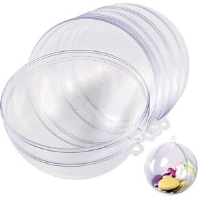40 Set 4 Inch Clear Ornaments, Clear Plastic Fillable Christmas Ornaments Balls for Wedding Party Home Decor DIY Craft