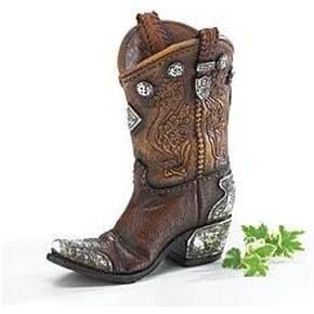 Burton and Burton Boots And Spurs Western Cowboy Boot Vase For Western Home Decor, Brown