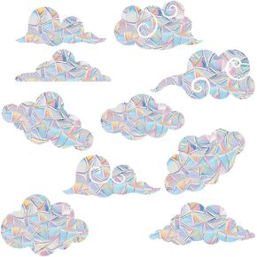 Anti Collision Window Sticker for Bird Strikes, Rainbow Window Decals for Wall Bird Strike Prevention, Rainbow Window Stickers to Save Bird Strikes No Glue Required (Cloud)