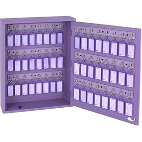 Acrimet Key Cabinet Organizer 48 Positions with Lock (Wall Mount) (48 Purple Tags Included) (Purple Cabinet)