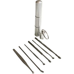 Ear Wax Removal Kit,(6 Pcs Ear Wax Removal Kit),(Stainless Steel Ear Cleaners with Portable Storage Pill), Small, Silver