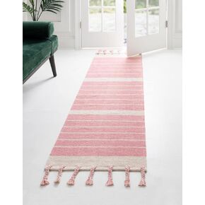 Unique Loom Chindi Cotton Collection Area Rug - Sophie (2' 2" x 6' 1" Runner, Pink and White)