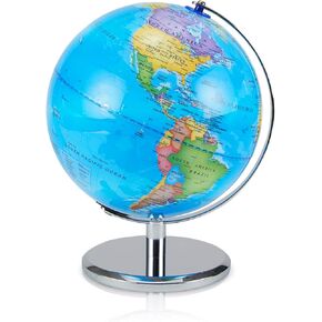 LED Illuminated Globe of The World with Sturdy Chrome Rotating Display Stand - 3 in 1 Educational Geography Map, Light Up Earth Constellation Globe STEM for Kids & Adults| Nightlight, 11 Inch Tall