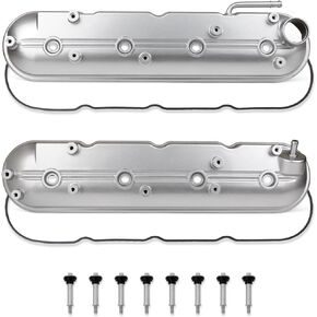 Upgrade Aluminum Engine Valve Covers Compatible with 1999-2008 Cadillac Escalade, Chevy Silverado, Suburban, Tahoe, Trailblazer, GMC Sierra, Yukon Replaces Parts 12570427 12582224 (Red)