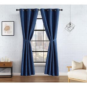 Lucky Brand – Solana Thermal Woven Window Curtain | Room Darkening & Thermal Insulated | Grommet Header | Set of 2 Panels & 2 Tiebacks | Measures 38" x 84" | Clay Red