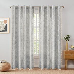 ColorBird Farmhouse Curtains for Living Room, Sage Green 84 Inch Length Curtains 2 Panels Set for Bedroom,Semi Sheer Drapes Abstract Rainbow Printed Light Filtering Grommet Curtains for Dining Room