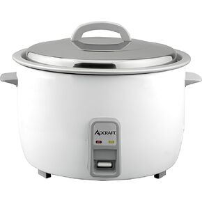 Adcraft Commercial Heavy Duty Electric Rice Cooker with 30 Cup Capacity and Oversized Fork, Stainless Steel Lid with Aluminum Interior, 30-Cup, White