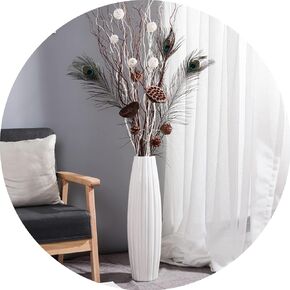 Large Floor Ceramic Vase 17.7 Inches Tall,White Modern Flower Tall Vases For Office, Home,Farmhouse,Living Room Décor,Simple Origami Design Fall Decorative Porcelain flower Arrangement Vase Ideal Gift