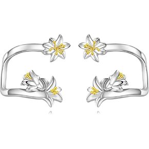 CRMAD Scottish Thistle/Daisy/Bee/Cherry Blossom/Lily Earrings for Women Sterling Silver Flower Studs Earrings Jewelry for Women