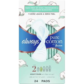 أولويز، قطن نقي مع وسادات فليكس فوم ذات تدفق ثقيل مقاس 2، 24 قطعة in Kuwait