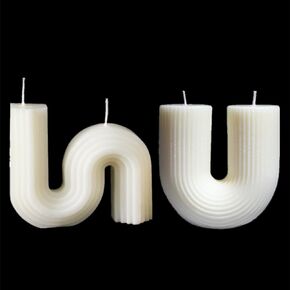 قطعتين شموع جمالية على شكل حرف U وشمعة على شكل حرف S شموع على شكل هندسي بسيط شمع الصويا شمعة معطرة شمعة ديكور فني in Kuwait