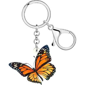 WEVENI Acrylic Monarch Butterfly Keychain Accessories Keyring For Women Girl Bag Car Key Charms