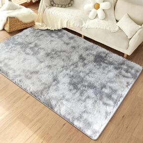 Fluffy Shag Area Rug, Modern 4.6x6.5FT Area Rugs for Bedroom, Non-Slip Floor Carpet for Living Room, Soft Plush Area Rugs for Dorm, Nursery, Study Room, Dressing Room, Pure White