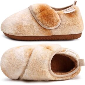 COFACE Fuzzy Slippers Womens Cozy Diabetic Slippers for Women Warm Memory Foam House Shoes Wide Fit Adjustable Ladies Slippers Boots Indoor Outdoor