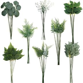 Greenery for Centerpieces, 48pcs with 8 Kinds of Fake Greenery Faux Greenery Stems, for Wedding Vase Bouquet Table Centerpieces and Spring Floral Arrangement Decor
