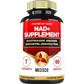 NAD+ Supplement with Nicotinamide Riboside 900 mg Per Serving w/Quercetin, Resveratrol, Turmeric, Rhodiola Rosea, Astragalus, Ginseng - Cellular Energy & Repair, Vitality, Healthy Aging - 60 Count