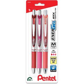 EnerGel RTX Retractable Liquid Gel Pen, Change Hue, 0.7mm, Sepia, Brown and Burgundy Ink, Pack of 3 Pens (BL77CHABP3M)